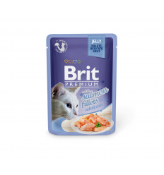 BRIT PREMIUM DELICATE FILLETS IN JELLY WITH SALMON 85G KAĶIEM