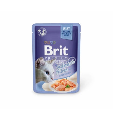 BRIT PREMIUM DELICATE FILLETS IN JELLY WITH SALMON 85G KAĶIEM