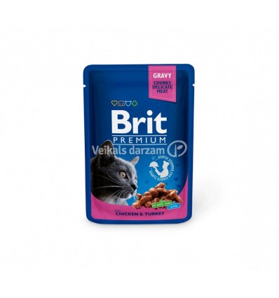 BRIT PREMIUM CHICKEN&TURKEY 100G KAĶIEM