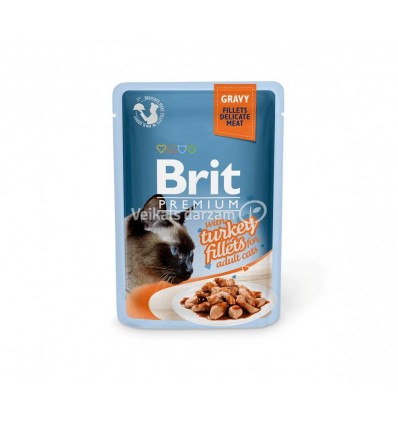 BRIT PREMIUM DELICATE FILLETS IN GRAVY WITH TURKEY 85G KAĶIEM