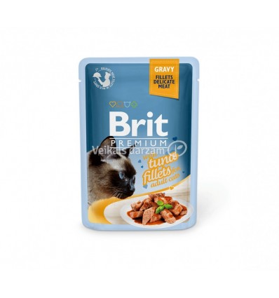 BRIT PREMIUM DELICATE FILLETS IN GRAVY WITH TUNA 85G KAĶIEM