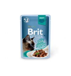 BRIT PREMIUM DELICATE FILLETS IN GRAVY WITH BEEF 85G KAĶIEM