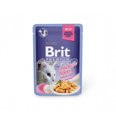 BRIT PREMIUM DELICATE FILLETS IN JELLY WITH CHICKEN 85G KAĶIEM