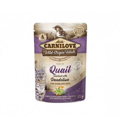 CARNILOVE QUAIL DANDELION STERILIZED 85G KAĶIEM