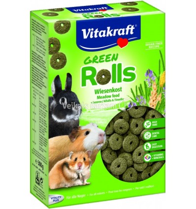 VITAKRAFT GREEN ROLLS UZTURA BAGĀTINĀTĀJS 300G GRAUZĒJIEM 2520388