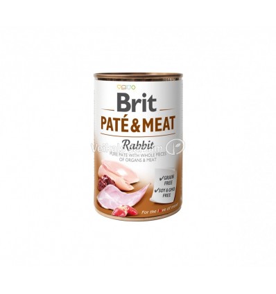 BRIT CARE RABBIT PATE&MEAT KONSERVĒTS 400G SUŅIEM