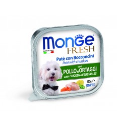 MONGE FRESH - WET DOG ALU PATE & CHUNKIES CHICKEN & VEGETABLES 100G SUŅIEM