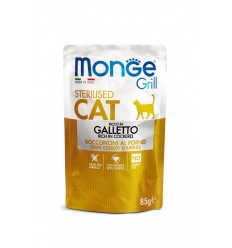 MONGE GRILL- CAT POUCHES STERILISED COCKEREL 85G KAĶIEM