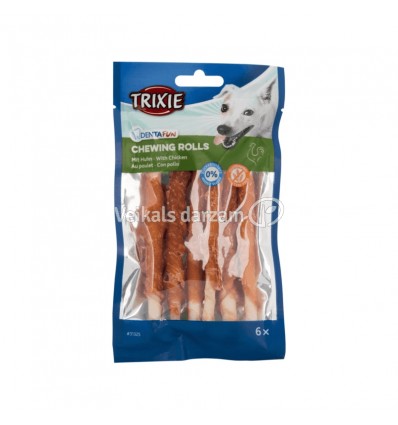 TRIXIE DENTA FUN CHICKEN CHEWING ROLLS 12CM 30GAB 240G GARDUMS SUŅIEM