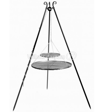 STATĪVS TRIJKĀJIS AR 2 DABĪGĀ TĒRAUDA RESTĒM 70 CM + 40 CM, 180 CM