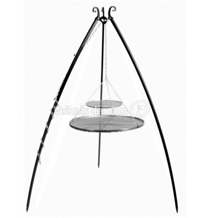 STATĪVS TRIJKĀJIS AR 2 DABĪGĀ TĒRAUDA RESTĒM 70 CM + 40 CM, 200 CM