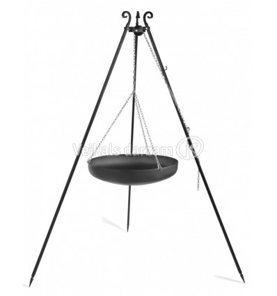 STATĪVS TRIJKĀJIS AR 60 CM DABĪGĀ TĒRAUDA VOKPANNU, 180 CM