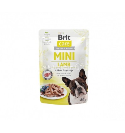 BRIT CARE MINI LAMB FILLETS IN GRAVY KONSERVAI 85G SUŅIEM