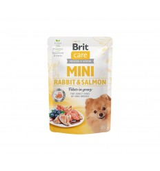 BRIT CARE MINI RABBIT&SALMON FILLETS IN GRAVY KONSERVAI 85G SUŅIEM