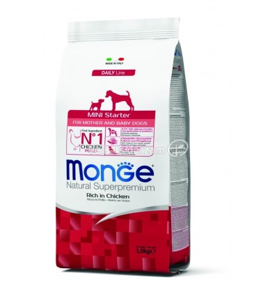 MONGE DRY DOG MINI STARTER 1,5KG KUCĒNIEM