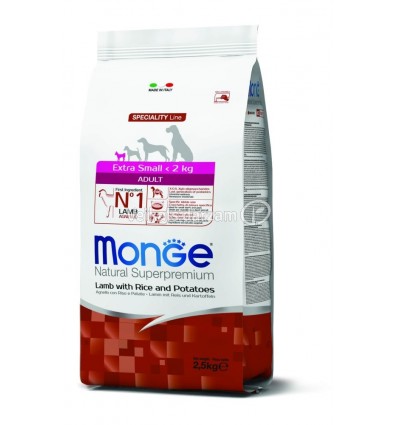 MONGE DRY DOG SPECIAL LINE - EXTRA SMALL ADULT LAMB, RICE&POTATOES 2,5KG KG SUŅIEM