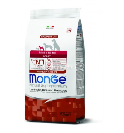 MONGE DRY DOG SPECIAL LINE - MINI ADULT LAMB, RICE & POTATOES 2,5KG SUŅIEM