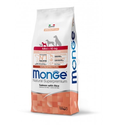 MONGE DRY DOG SPECIAL LINE MONO - MINI PUPPY SALMON & RICE 7,5KG KUCĒNIEM