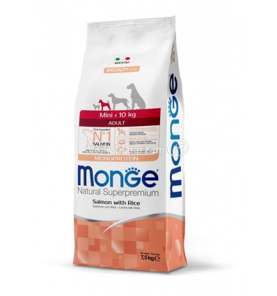 MONGE DRY DOG SPECIAL LINE - MINI ADULT SALMON & RICE 7,5 KG SUŅIEM