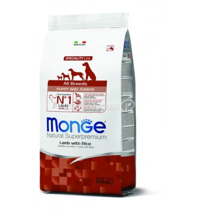 MONGE DRY DOG SPECIAL LINE - ALL BREEDS PUPPY LAMB & RICE 2,5KG KUCĒNIEM