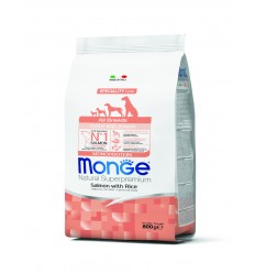 MONGE DRY DOG SPECIAL LINE - ALL BREEDS PUPPY SALMON & RICE 0,8KG KUCĒNIEM