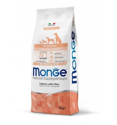 MONGE DRY DOG SPECIAL LINE - ALL BREEDS PUPPY SALMON & RICE 12KG KUCĒNIEM