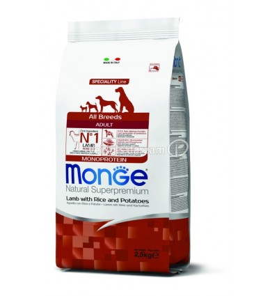 MONGE DRY DOG SPECIAL LINE - ALL BREEDS ADULT LAMB, RICE & POTATOES 2,5KG SUŅIEM