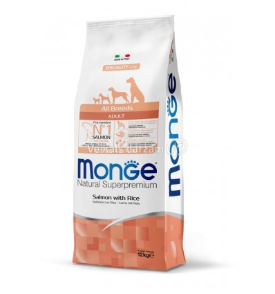 MONGE DRY DOG SPECIAL LINE - ALL BREEDS ADULT SALMON & RICE 12KG SUŅIEM