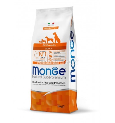 MONGE DRY DOG SPECIAL LINE - ALL BREEDS ADULT DUCK, RICE & POTATOES 12KG SUŅIEM