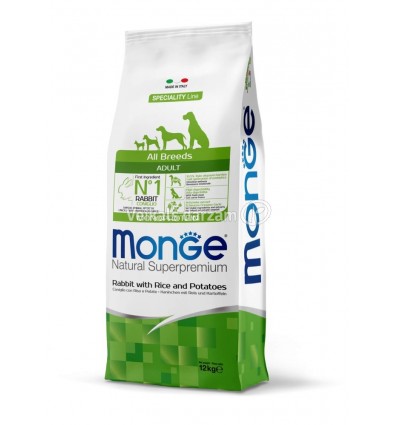 MONGE DRY DOG SPECIAL LINE - ALL BREEDS ADULT RABBIT, RICE & POTATOES 12 KG SUŅIEM