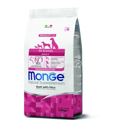 MONGE DRY DOG SPECIAL LINE - ALL BREEDS ADULT BEEF & RICE 2,5KG SUŅIEM