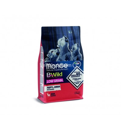 MONGE DRY DOG BWILD - ALL BREEDS PUPPY&JUNIOR DEER 2,5KG KUCĒNIEM