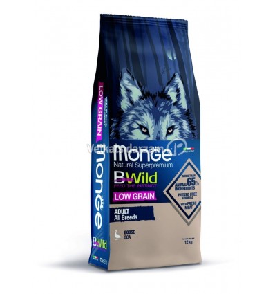 MONGE DRY DOG BWILD - ALL BREEDS ADULT GOOSE 12 KG SUŅIEM