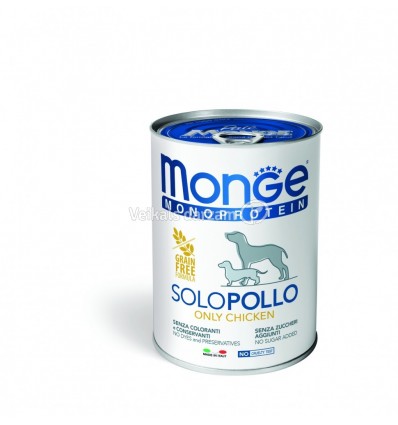 MONGE MONOPROTEICO "SOLO" - WET DOG PATE 100% CHICKEN 400G SUŅIEM