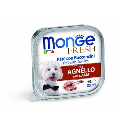 MONGE FRESH - WET DOG ALU PATE & CHUNKIES LAMB 100G SUŅIEM