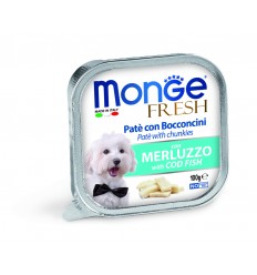 MONGE FRESH - WET DOG ALU PATE & CHUNKIES COD FISH 100G SUŅIEM