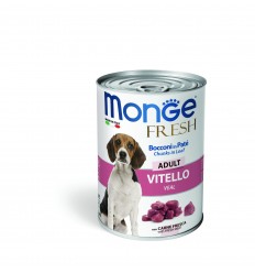 MONGE FRESH - WET DOG CANS PATE & CHUNKIES VEAL 400G SUŅIEM