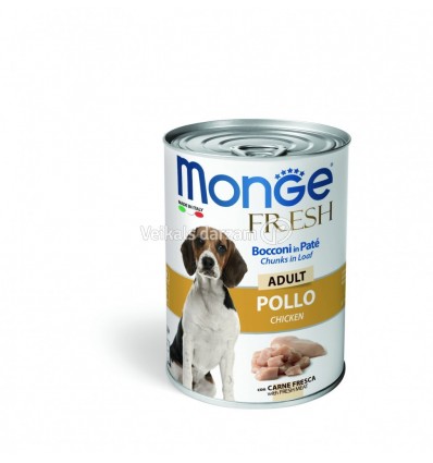 MONGE FRESH - WET ADULT DOG CANS PATE & CHUNKIES CHICKEN 400G SUŅIEM