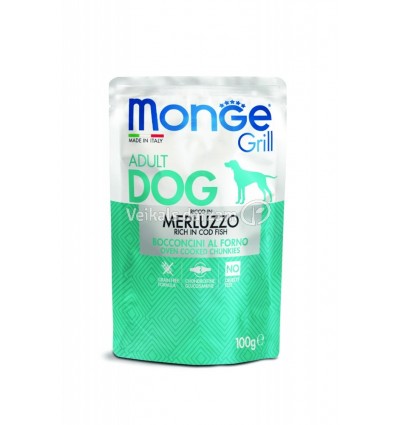 MONGE GRILL- DOG POUCHES CODFISH 100G SUŅIEM