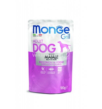 MONGE GRILL- DOG POUCHES PORK 100G SUŅIEM