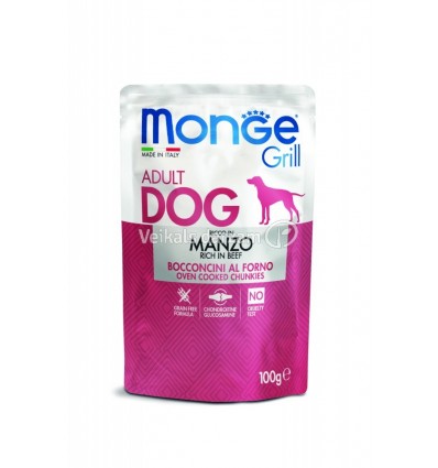 MONGE GRILL- DOG POUCHES BEEF 100G SUŅIEM