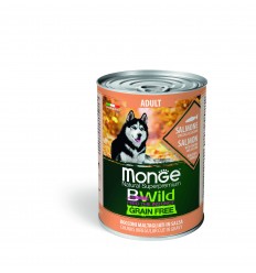 MONGE BWILD DOG ADULT CHUNKIES GRAIN FREE SALMON WITH PUMPKIN&ZUCCHINI 400G SUŅIEM