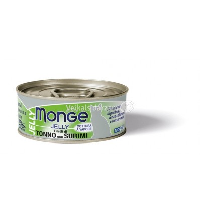 MONGE JELLY - WET CAT YELLOWFIN TUNA IN JELLY WITH SURIMI 80G KAĶIEM