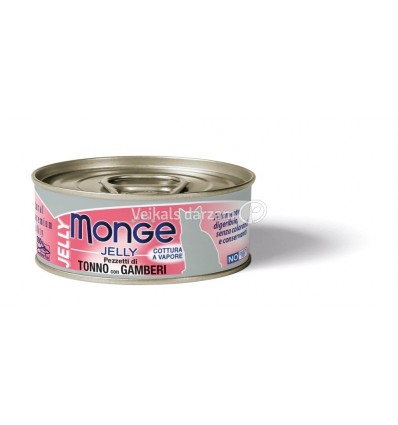 MONGE NATURAL - WET CAT CANS TUNA & CHICKEN WITH SHRIMPS 80G KAĶIEM