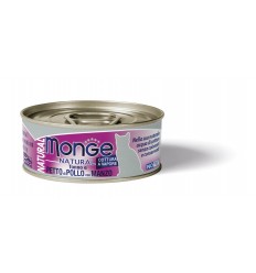 MONGE NATURAL - WET CAT CANS TUNA & CHICKEN WITH BEEF 80G KAĶIEM