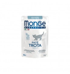 MONGE MONOPROTEIN - CAT POUCHES PATE KITTEN TROUT 85G KAĶĒNIEM