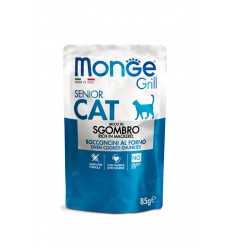 MONGE GRILL- CAT POUCHES SENIOR MACKEREL 85G KAĶIEM