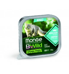 MONGE BWILD CAT GRAIN FREE ADULT PATE CODFISH VEGETABLES 100G KAĶIEM