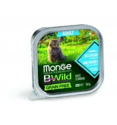 MONGE BWILD CAT GRAIN FREE ADULT ANCHOVIES VEGETABLES 100G KAĶIEM