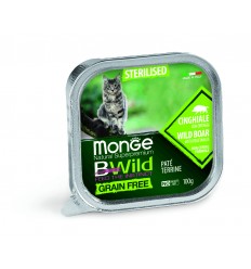 MONGE BWILD CAT GRAIN FREE ADULT STERILIZED BOAR VEGETABLES 100G KAĶIEM